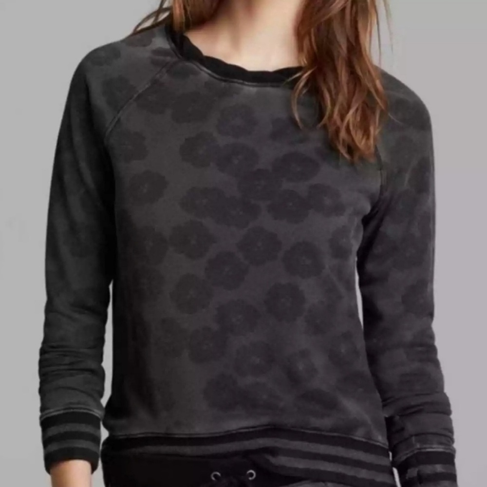 Pam & Gela Flower Cheetah Print Grey & Black Sweatshirt Size P or XS